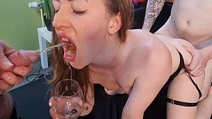 DOUBLE TROUBLE DP + Milk Farts Emma Fantasy Piss in mouth & ass, Hardcore DP/anal sex, facial & anal creampie small screenshot